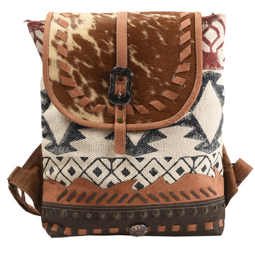 OHLAY KB385 Backpack Upcycled Canvas Hair-On Genuine Leather women bag western handbag purse
